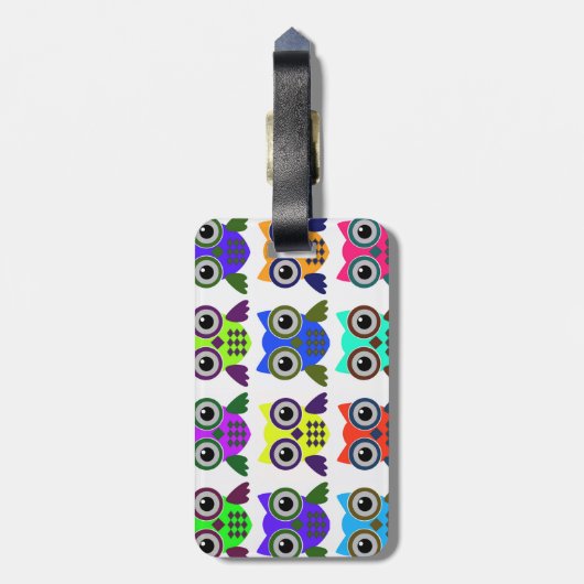 Retro Eulen-Muster Gepäckanhänger (Rückseite vertikal)