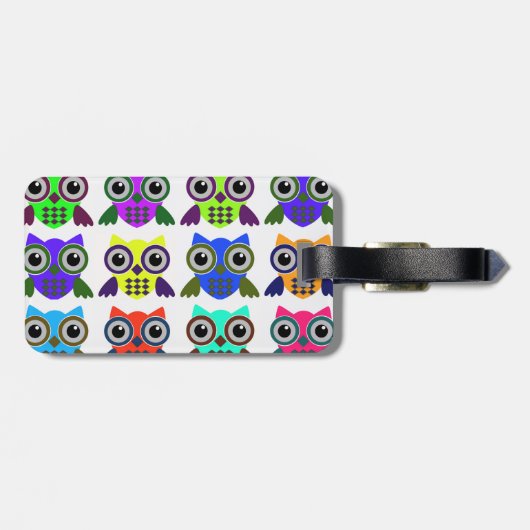 Retro Eulen-Muster Gepäckanhänger (Rückseite horizontal)