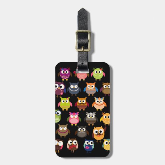 Retro Eulen-Muster Gepäckanhänger (Vorderseite vertikal)