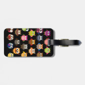 Retro Eulen-Muster Gepäckanhänger (Rückseite horizontal)