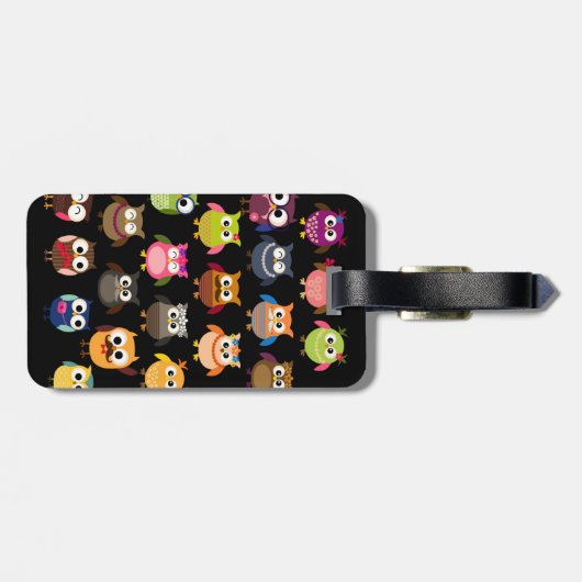 Retro Eulen-Muster Gepäckanhänger (Rückseite horizontal)