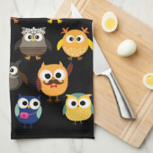Retro Eulen-Muster Geschirrtuch (Viertel Falte)