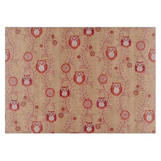 Retro Eulen-Schneidebrett Schneidebrett (Vorderseite)