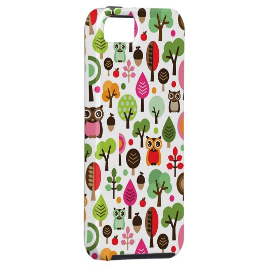 Retro Eulenmuster des rosa Blattbaums Case-Mate iPhone Hülle (Rückseite/rechts)