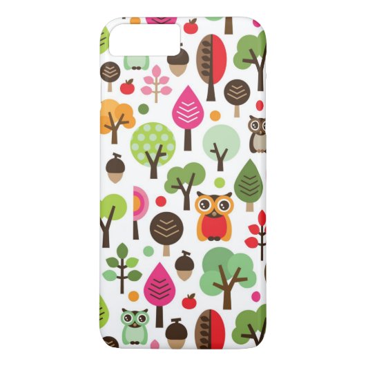 Retro Eulenmuster des rosa Blattbaums Case-Mate iPhone Hülle (Rückseite)