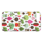 Retro Eulenmuster des rosa Blattbaums Case-Mate iPhone Hülle (Rückseite (Horizontal))