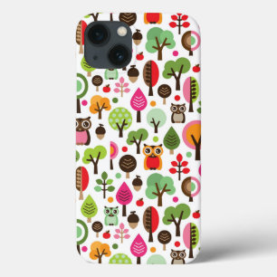 Retro Eulenmuster des rosa Blattbaums Case-Mate iPhone Hülle