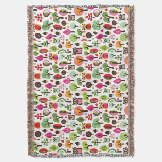 Retro Eulenmuster des rosa Blattbaums Decke (Vorderseite Vertikal)