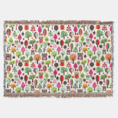 Retro Eulenmuster des rosa Blattbaums Decke (Vorderseite)