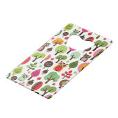 Retro Eulenmuster des rosa Blattbaums Geldbeutel Flaschenöffner (Vorderseite Schrägansicht)