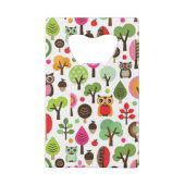 Retro Eulenmuster des rosa Blattbaums Geldbeutel Flaschenöffner (Rückseite)