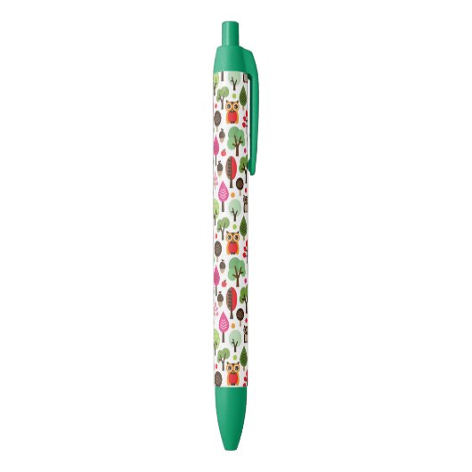 Retro Eulenmuster des rosa Blattbaums Kugelschreiber (Unterseite (Vertikal))