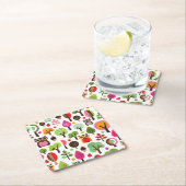 Retro Eulenmuster des rosa Blattbaums Rechteckiger Pappuntersetzer (Vor Ort)