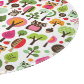 Retro Eulenmuster des rosa Blattbaums Schneidebrett (Ecke)