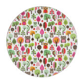 Retro Eulenmuster des rosa Blattbaums Schneidebrett (Vorderseite)