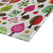 Retro Eulenmuster des rosa Blattbaums Schneidebrett (Ecke)