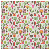 Retro Eulenmuster des rosa Blattbaums Stoff (Muster)