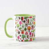 Retro Eulenmuster des rosa Blattbaums Tasse (Links)