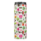 Retro Eulenmuster des rosa Blattbaums Thermosbecher (Rückseite)