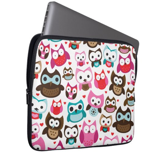Retro Eulenmuster-Laptophülse Laptopschutzhülle (Vorne Rechts)