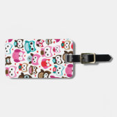 Retro Eulenmustergepäck-Reiseumbauten Gepäckanhänger (Vorderseite horizontal)