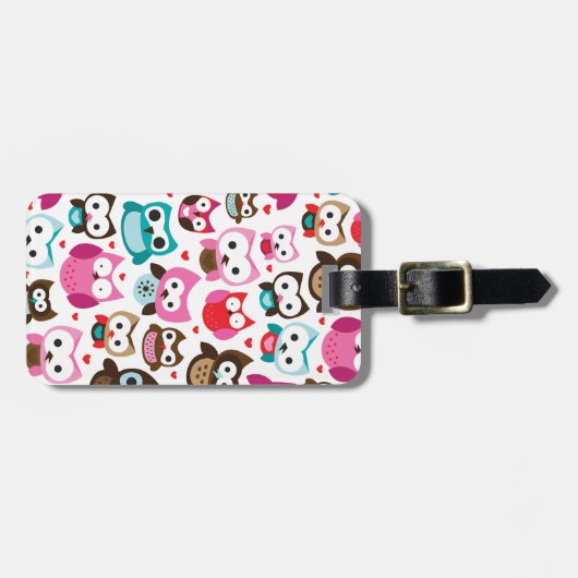 Retro Eulenmustergepäck-Reiseumbauten Gepäckanhänger (Vorderseite horizontal)