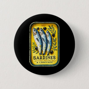 Retro Europäische Gelbe Sommer Sardinen Fischdose Button