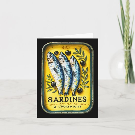 Retro European Yellow Summer Sardine Fish Can Karte (Vorderseite)