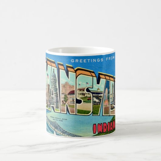 Retro Evansville IN Postkarten-Tasse Kaffeetasse (Mittel)