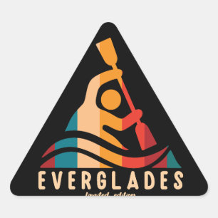 Retro Everglades Kayaking Dreieckiger Aufkleber