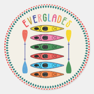 Retro Everglades Kayaking Runder Aufkleber