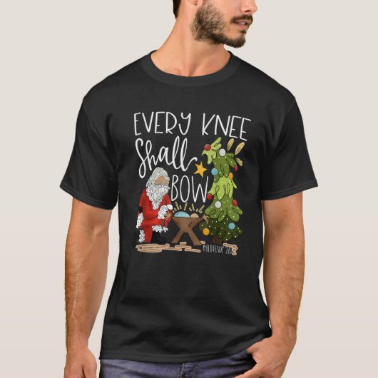 Retro Every Knee Shall Bow Santa Clause Religious T-Shirt (Vorderseite)