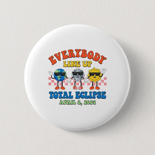 Retro Everybody line Up Total Solar Eclipse 2024 E Button (Vorderseite)