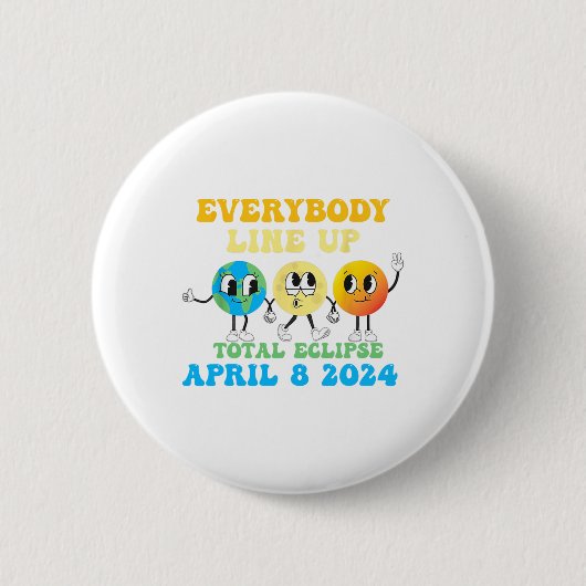 Retro Everybody line Up Total Solar Eclipse 2024 E Button (Vorderseite)