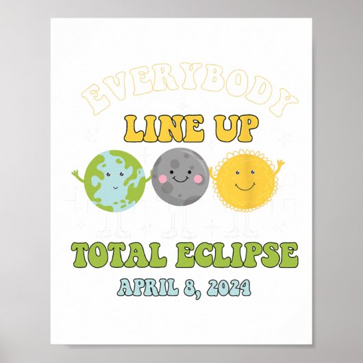 Retro Everybody line Up Total Solar Eclipse 2024 E Poster (Vorne)