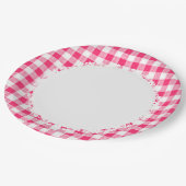 Retro-Everyday_Picnic_Pink-Karo_Kariert Pappteller (Schrägansicht)