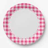 Retro-Everyday_Picnic_Pink-Karo_Kariert Pappteller (Vorderseite)