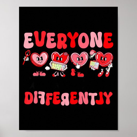 Retro Everyone Communicates Differently Autism Val Poster (Vorne)