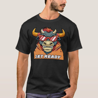 Retro Evil Bull mit Sonnenbrille und fertig zum Te T-Shirt