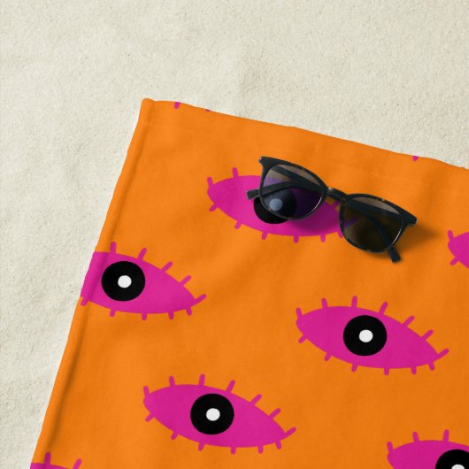 Retro Evil Eye Muster Burnt Orange & Pink Bohemisc Strandtuch (Beispiel)