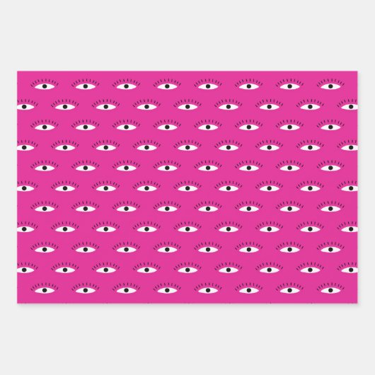Retro Evil Eye Muster Rosa Orange White BOHO Geschenkpapier Set (Vorderseite 3)