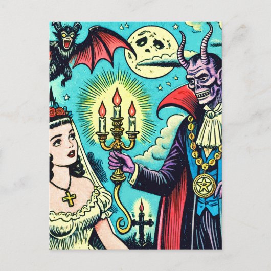Retro Evil Horror Comic Postkarte (Vorderseite)