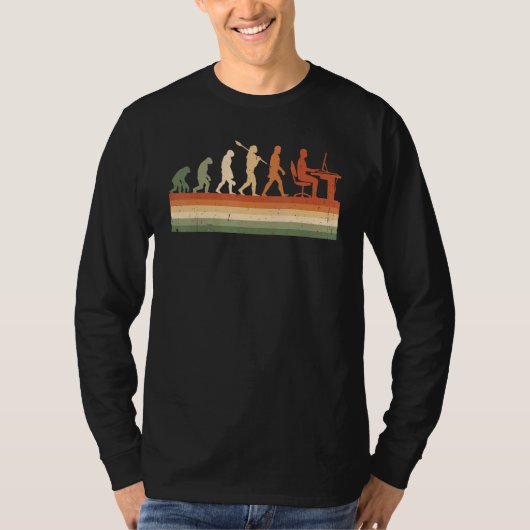 Retro-Evolution des Menschen Computerprogrammierer T-Shirt (Vorderseite)