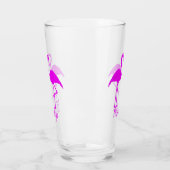Retro Exotic Pink Flamingo Romantisches Herzdesign Glas (Links)