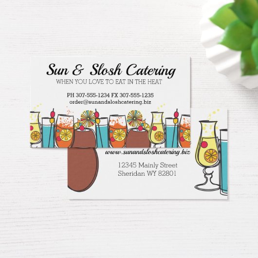 Retro exotische Getränke Party Catering Visitenkar (Schreibtisch)