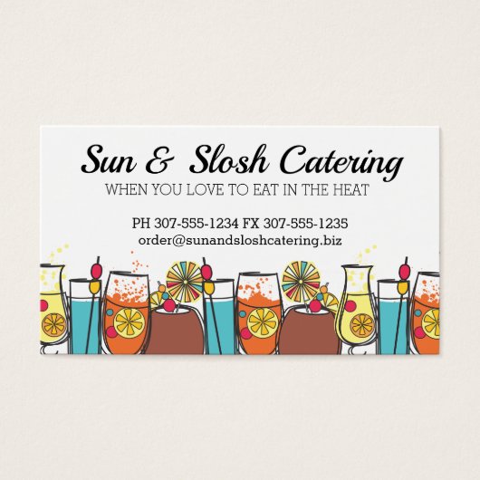 Retro exotische Getränke Party Catering Visitenkar (Vorderseite)