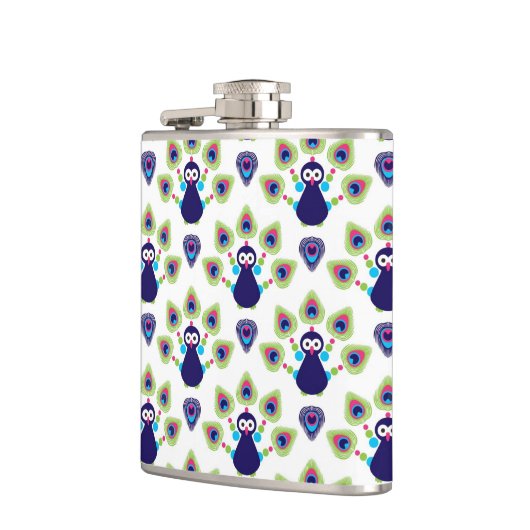 Retro exotischer Pfau Indiens Flachmann (Links)