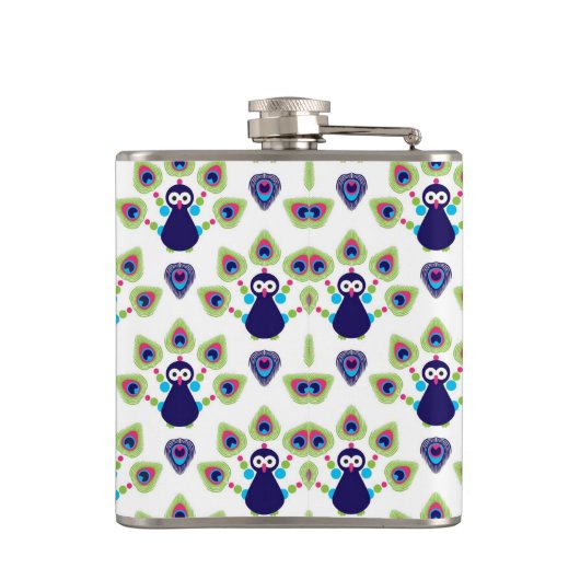 Retro exotischer Pfau Indiens Flachmann (Rückseite)