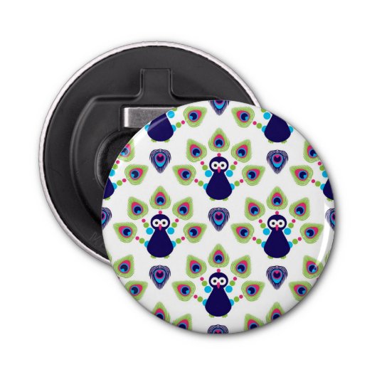 Retro exotischer Pfau Indiens Flaschenöffner (Vorderseite)