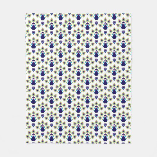 Retro exotischer Pfau Indiens Fleecedecke (Vorderseite)